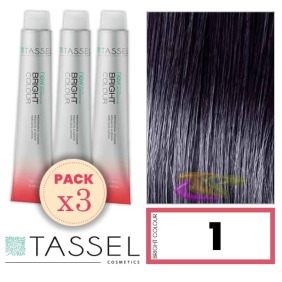 Tassel - Pack 3 Coloranti colore brillante con Arg ny cheratina N 1 Nero 100 ml