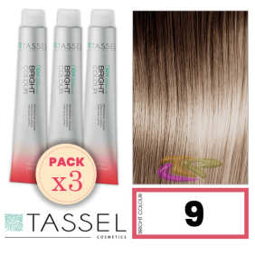 Tassel - Pack 3 Coloranti colore brillante con Arg ny cheratina N 9 Biondo Chiarissimo 100 ml