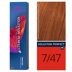 Wella - Koleston Perfect ME + Red Vibrant 7/47 Medium Brown Copper Brown Dye 60 ml