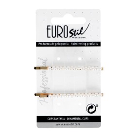 Eurostil - Clip lunga in oro con perle 2 pezzi (06932)