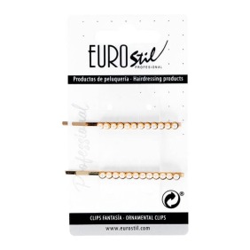 Eurostil - Clip in oro con perle 2 unità (06930)