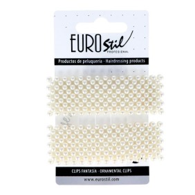 Eurostil - Rane dorate rettangolari con perle 2 unità (06934)