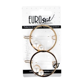 Eurostil - Clip a cerchio in oro con perle 2 pezzi (06941)