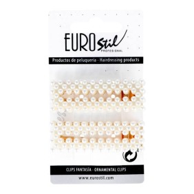 Eurostil - Doppia clip dorata con perle 2 unità (06939)
