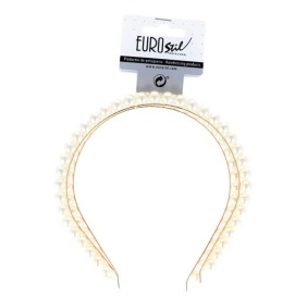 Eurostil - Fascia per capelli in oro con perle 2 unità (06940)