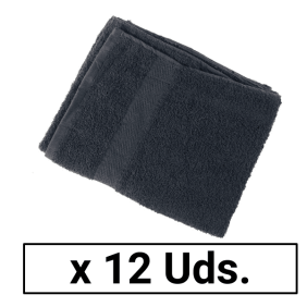 Eurostil - Confezione 12 asciugamani neri 100% cotone 40 x 80 cm 380 Grs / M2