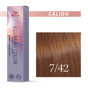Wella - Tinte Illumina Color 7/42 Rubio Medio Cobre Mate 60 ml
