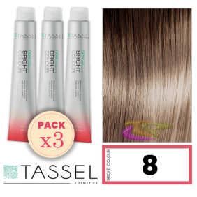 Tassel - Confezione 3 coloranti colore brillante con Arg ny cheratina N 8 BIONDO CHIARO 100 ml