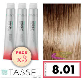 Tassel - Confezione 3 coloranti colore brillante con Arg ny cheratina N 8,01 biondo chiaro, FR O 100 ml