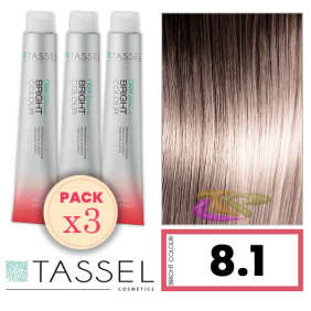 Tassel - Confezione 3 coloranti colore brillante con 8,1 N cheratina Arg ny ASH biondo chiaro, 100 ml