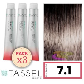 Tassel - Confezione 3 coloranti colore brillante con 7,1 N cheratina Arg ny biondo cenere MIDDLE 100 ml
