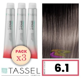 Tassel - Confezione 3 coloranti colore brillante con Arg ny cheratina N DARK biondo cenere 6.1 100 ml