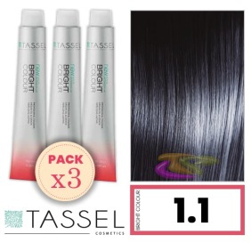Tassel - Confezione 3 coloranti colore brillante con 1,1 N cheratina Arg ny NERO 100 ml