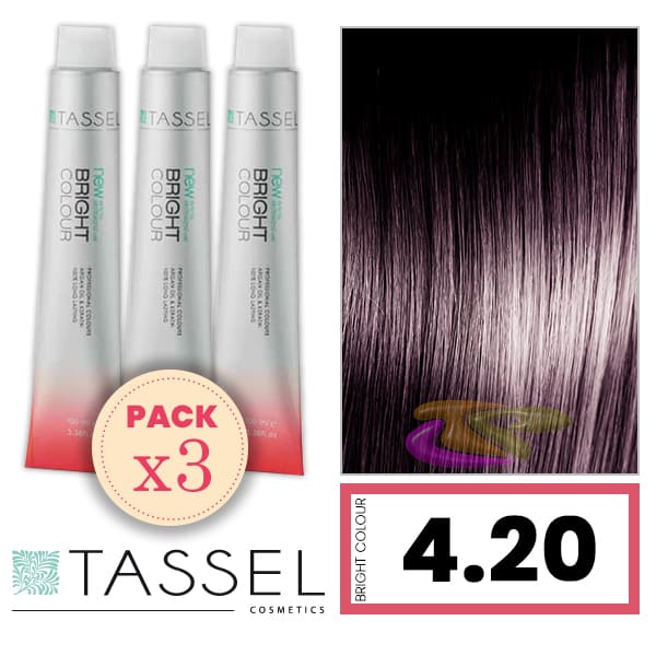 Tassel - Pack 3 Coloranti colore brillante con Arg ny cheratina N 4.20 RAZZA o viola HALF 100 ml
