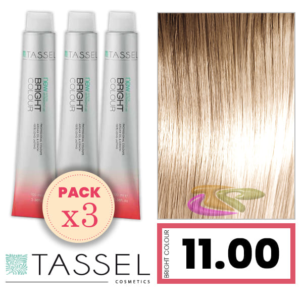 Tassel - Pack 3 Coloranti colore brillante con Arg ny cheratina N 11.00 naturale donna extrachiaro 100 ml