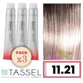 Tassel - Confezione 3 coloranti colore brillante con Arg ny cheratina N 11.21 biondo cenere extrachiaro PEARL 100 ml