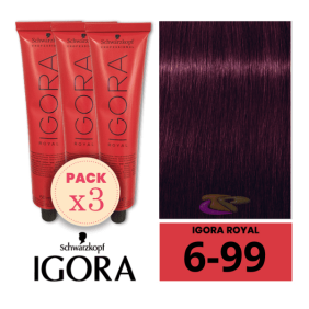 Schwarzkopf - Pack 3 Colorazione Igora Reale Intense Violet 6/99 biondo scuro 60 ml