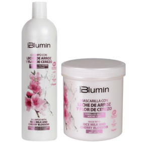 Blumin - Confezione Offerta latte di riso e Cherry Blossom (Champ Mask 1000ml + 700 ml)