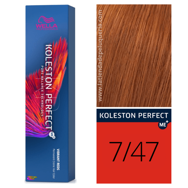 Wella - Koleston Perfect ME + Red Vibrant 7/47 Medium Brown Copper Brown Dye 60 ml